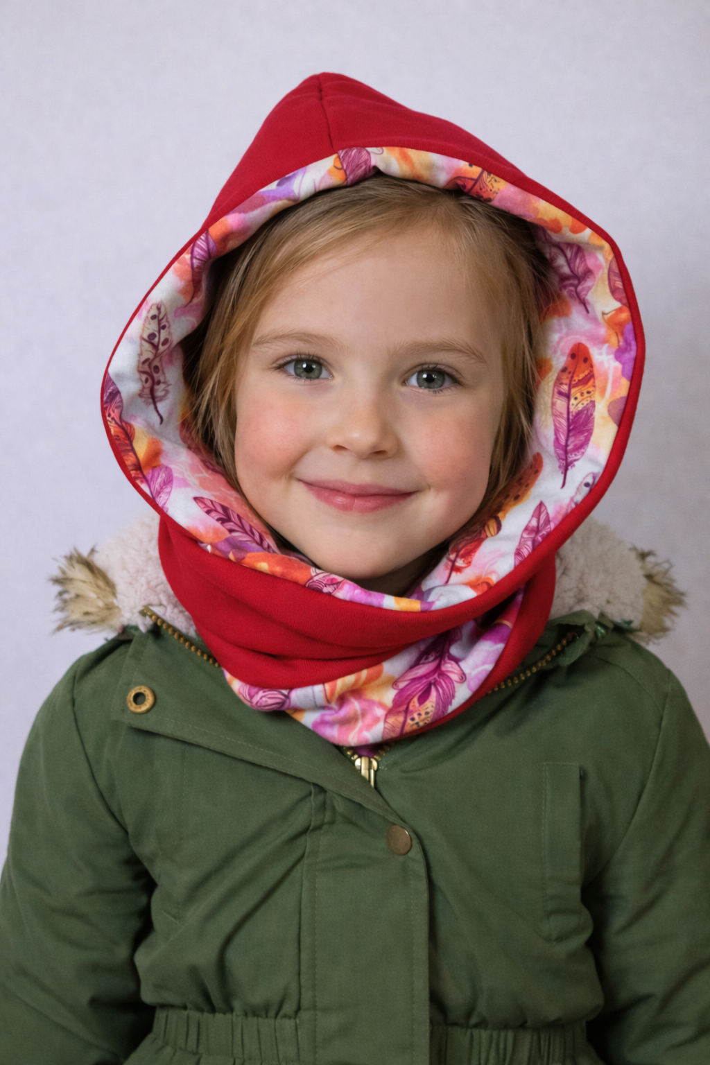 Czerwień z motywem piórek - obrazek 3